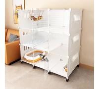 Cat Enclosure Indoor Playpen DIY Detachable Kennels with Wheels for Small Animals, Large Exercise Space for Multiple Cats