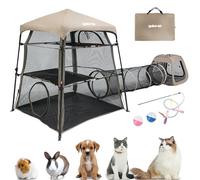 Cat Enclosure Kitten and Tower Tent for Indoor and Outdoor,3 Tier Cage Inside,Outdoor Catio,Portable and Foldable,Two Doors Design;Play Tunnel + Cube(with Three Ways)…