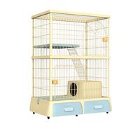 Cat Enclosure Playpen, Large Indoor Cat Cage with Detachable Design, Metal Wire, Includes Litter Box and 2 Storage Drawers for Small Pets