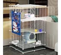 Cat Enclosure, Wire dog cage, DIY cat playpen with litter box and hammock, detachable and foldable, easy to assemble(75 * 75 * 120cm/29 * 29 * 47in(dense))