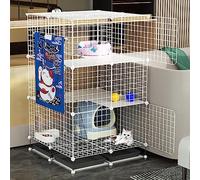Cat Enclosure, Wire dog cage, DIY cat playpen with litter box and hammock, detachable and foldable, easy to assemble(75 * 75 * 120cm/29 * 29 * 47in)