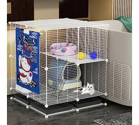 Cat Enclosure, Wire dog cage, DIY cat playpen with litter box and hammock, detachable and foldable, easy to assemble(75 * 75 * 84cm/29 * 29 * 33in(dense))