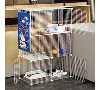 Cat Enclosure, Wire dog cage, DIY cat playpen with litter box and hammock, detachable and foldable, easy to assemble(75 * 39 * 109cm/29 * 15 * 43in)