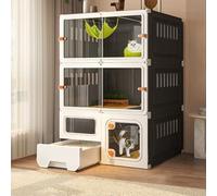Cat Enclosure with Integrated Litter Box, Indoor Villa for Cats, Perfect for Felines, Safe and Stylish Home Use, Easy to Clean, Spacious Design, Cozy Environment