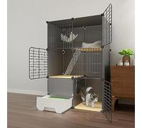 Cat Enclosure with Litter Box, Multi-Tier Playpen for Indoor Cats, Detachable Metal Kennel for Small Animals, Ideal Exercise Space for 1-3 Cats