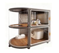 Cat Enclosure with Litter Box, Spacious Indoor Curved Cat Cage for 1-2 Cats, Easy to Move, Expandable Design, Panoramic View, 93 x 63 x 142 cm