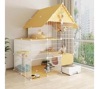 Cat Enclosure with Litter Box, Spacious Indoor Outdoor Cage for Multiple Cats, Villa House Solution