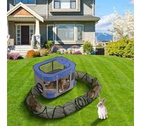 Cat Enclosure with Tunnel - Playpen for Small Pets - Portable Tent for Small Pets, Assembly Large Playground for Kittens in Garden Lawn Terrace Balcony