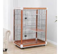 Cat Enclosures, Cat Cage Indoor, Cat Playpen, Wooden, with 2 Doors, Compact Pitch, On Wheels, Cat House, Walnut Color, for 1-2 Cat(28.7x22.8x38.5in)
