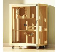 Cat Enclosures Indoor Wooden Cage with Transparent Door and Universal Wheels - Multi-Feature Luxury Cat House