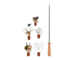 Cat Enrichment Toy - Wood Metal Feathers 81cm, Telescoping Teaser Rod, Interactive Play Wand | Kitten Activity Set For Home, Indoor, Outdoor, Birthday, Daily Fun, Holiday, Ground Play