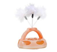 Cat Enrichment Toys,Cat Puzzle Turntable Teaser - Kitten Chasing Ball with Feathers,for Boredom Relief Behavior Enrichment Indoor Mental Stimulation