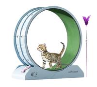 Cat Exercise Wheel - 31.5 Inch Treadmill Walk | Quiet Training Equipment for Kitten | Running Wheel with Enhanced Reinforced Base and Carpeted Race Track |