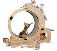 Cat Exercise Wheel, 6-in-1 Treadmill for Indoor Use, Ultra Quiet Large Cats Running Wheel, Natural Wood Design for Daily Exercise, Easy Assembly