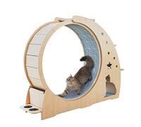 Cat Exercise Wheel and Scratch Board Activity Center with Rotating Toy - Indoor Cat Tree House for Running and Play