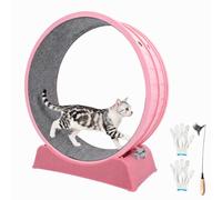 Cat Exercise Wheel for Indoor Cats, 33" Cat Wheel with Quiet TPE Roller & Paw-Friendly Running Mat & Large Space, Suitable for Weight Loss, Playing, Fitness & Pent-Up Energy - Kitty Pink