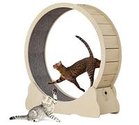Cat Exercise Wheel, Large Cat Treadmill with Carpeted Runway, Natural Wood Color - Ideal Fitness Weight Loss Device for All-Sized Cats
