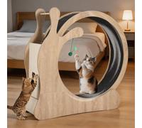 Cat Exercise Wheel, Large Cats Treadmill 85cm with Mute Roller, Detachable Carpet, Stable Base, Quiet Cats Running Wheel with Hanging Playing Balls & Cat Scratching Board for Cat's Weight Loss