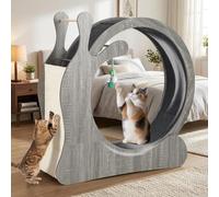 Cat Exercise Wheel, Large Cats Treadmill 95cm with Mute Roller, Detachable Carpet, Stable Base, Quiet Cats Running Wheel with Hanging Playing Balls & Cat Scratching Board for Cat's Weight Loss