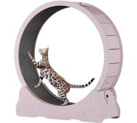 Cat Exercise Wheel, Natural Solid Wood Cat Treadmill with Locks and Carpet, Cat Running Machine for Weight Loss and Exercise