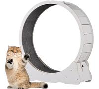 Cat Exercise Wheel, Wooden Cat Exercise Wheel, with Carpeted Runway, Pet Treadmill Running Machine with Brake, For Small And Large Cats,White-M