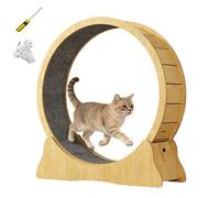 Cat Exercise Wheel - Wooden Indoor Treadmill for Cats, Silent Movement, Carpeted Running Surface, Locking Feature for Small to Medium Pets