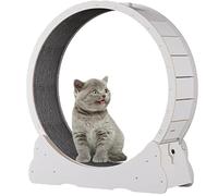 Cat Exercise Wheel, Wooden Pet Treadmill Running Machine, with Brake Cat Interactive Toy, with Lock And Carpeted, Fitness Weight Loss Device for Cats,White-XL
