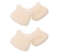 Cat Exfoliating White Sponge for 4pcs Cleansing Deep Facial | Devil's Tongue Material, Reusable Washable Pad, Portable for Dorms and Bathrooms, Suitable for Sensitive Skin