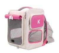 Cat Expandable Backpack Breathable Foldable Cat Carrier Bag Portable Pet Travel Suit for Pets within 7.5kg(Rose Red)