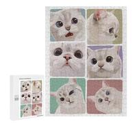 Cat Expressions Grid Hobby Jigsaw Puzzle for Adults, 500 PCS, An Engaging Indoor Activity for Quiet Evenings, for Family Nights