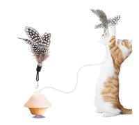 Cat Extendable Toy - Boredom Combat Intellectual Activity For Animals - Automatic Retractable Cat Fishing Rod with Plume,For Indoor Balcony Living Room Study All Breeds Small