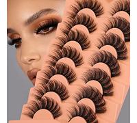 Cat Eye False Eeylashes Faux Mink Lashes Wispy Cat Eye 6D Volume Russian Strip D Curl Thick Crossed Soft Fake Lashes 7 Pairs Pack[I, ]