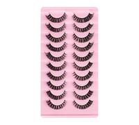 Cat Eye Faux Mink, 3D Hybrid Natural Expression False Russian Strip Lashes, 10 Pairs of Wispy Handmade Reusable D Curl Volume Pestanas (DH06-03)[DH06-04, ]