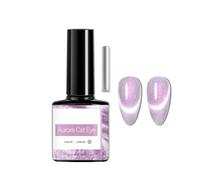 Cat Eye Gel Nail Polish, Aurora Mermaid Purple Glitter Cat Eye Gel Polish Soak Off UV/Led, Purple Holographic Magnetic Nail Polish for Nail Art Manicure Salon DIY at Home