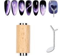 Cat Eye Gel Nail Polish Double-Head Magnet Wand + Y Shaped Iron Wire, 3 In 1 Cat Eye Nail Magnet, Cat Eyes Magnet for Nails, Heart-Shaped Effect Solution Magnet Wire for Beginners Professionals (1PC)