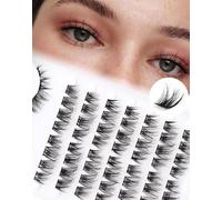 Cat Eye Individual Cluster Clusters Mixed 9-13mm D Curl Pre-mapped Left Right Natural Eyelashes 64 Pcs DIY Cluster Eyelash Extensions 0.1MM Thin Band 8 Pair