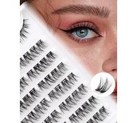 Cat Eye Individual Cluster Clusters Mixed 9-13mm D Curl Pre-mapped Left Right Natural Eyelashes 64 Pcs DIY Cluster Eyelash Extensions 0.1MM Thin Band 8 Pair