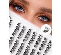 Cat Eye Individual Cluster Clusters Mixed 9-13mm D Curl Pre-mapped Left Right Natural Eyelashes 64 Pcs DIY Cluster Eyelash Extensions 0.1MM Thin Band 8 Pair