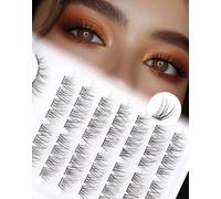 Cat Eye Individual Cluster Clusters Mixed 9-13mm D Curl Pre-mapped Left Right Natural Eyelashes 64 Pcs DIY Cluster Eyelash Extensions 0.1MM Thin Band 8 Pair