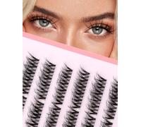 Cat Eye Individual Cluster Clusters Mixed 9-13mm D Curl Pre-mapped Left Right Natural Eyelashes 64 Pcs DIY Cluster Eyelash Extensions 0.1MM Thin Band 8 Pair