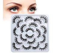 Cat Eye Lashes Natural Look Eyelashes Russian Strip Lash Wispy Fluffy 10 Pairs Fake/False Lashes Faux Mink Lash Lightweight 3D Effect Wispy Eyelashes Waterproof for Gift and Daily Party Date