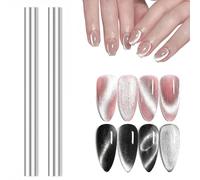Cat Eye Magnet, 2PCS Cat Eye Gel Nail Polish Magnet Tools Set, Strong Suction Nail Magnet for Nails Square Round Magnet Stick Cat Eye Effect Double Ended Home Salon Nail Art Tools