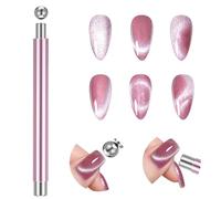 Cat Eye Magnet Nail Art Tool - Double-Ended Multifunctional Powerful Nail Magnet Stick with Round Magnetic Bead, Strong Sturdy Cat Eye Magnets for Gel Polish, DIY Home & Salon Use (Pink)