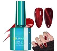 Cat Eye Magnetic Gel Polish - Glitter Red, Super Shine, Base Needed for Nail Art