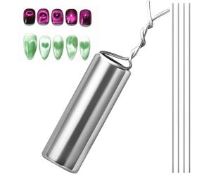 Cat Eye Nail Magnet Paper Clips Heart Shape Round-Headed Magnets Thin Wire Cat Eye Gel Polish Nail Art DIY Tools Design Powerful Suction Multifunctional for Home Salon Studio