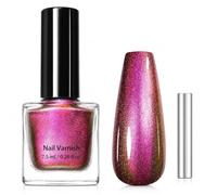 Cat Eye Nail Varnish - Pink Glitter Nail Polish - Magnetic nail Varnish - 60 Seconds Nail Polish Quick Dry - Shimmer Holographic Shine, No UV Bake, Fast Air Drying, Long Lasting for Women nail Paint