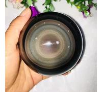 Cat Eye Obsidian Quartz Crystal Ball Rock Heal Gemstone 1pcs Ornaments (Size : 60-70mm)