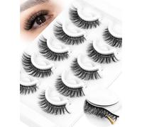 Cat Eye Preglued Eye Lashes Reusable Adhesive Eyelashes Wispy Press On Lashes Stick On Eyelashes Natural Look No Glue Needed DIY at Home by Obeyalash (U-705)