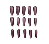 Cat Eye Press on Nails,Cat Eyes Nails,Almond Press on Nails Long,Sparkly Stick on Na/il,Soft Gel Stick on Na/il,Finger Decoration,Long-Lasting Glitter Effect,Shiny Effect(Purple)