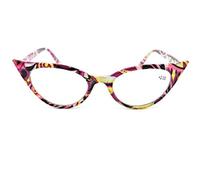 Cat Eye Reading Glasses Retro 1950s 1960s Vintage Fashion Metal Hinges MT57 (Abstract, 2.0)